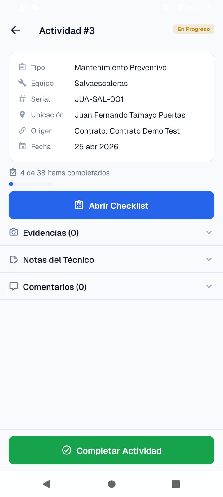 Detalle de actividad
